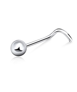 2.5mm Ball Shaped Silver Curved Nose Stud NSKB-63